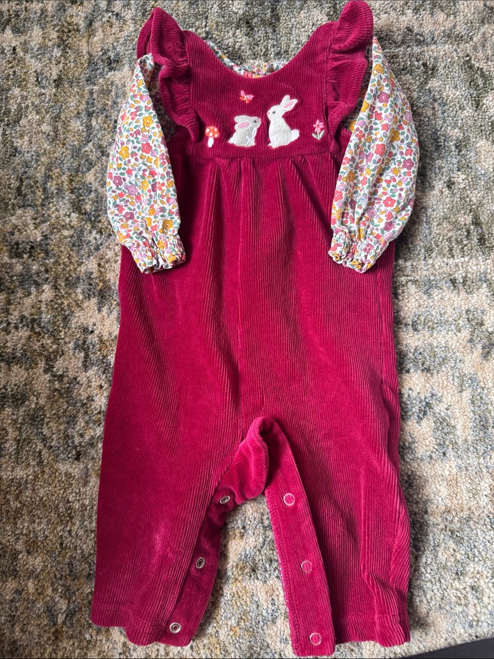 Jojo Maman Bebe- Girls' Pink Corduroy Bunny outfit